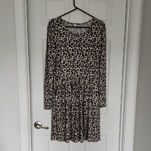 Leopard Print Long Sleeve Dress
